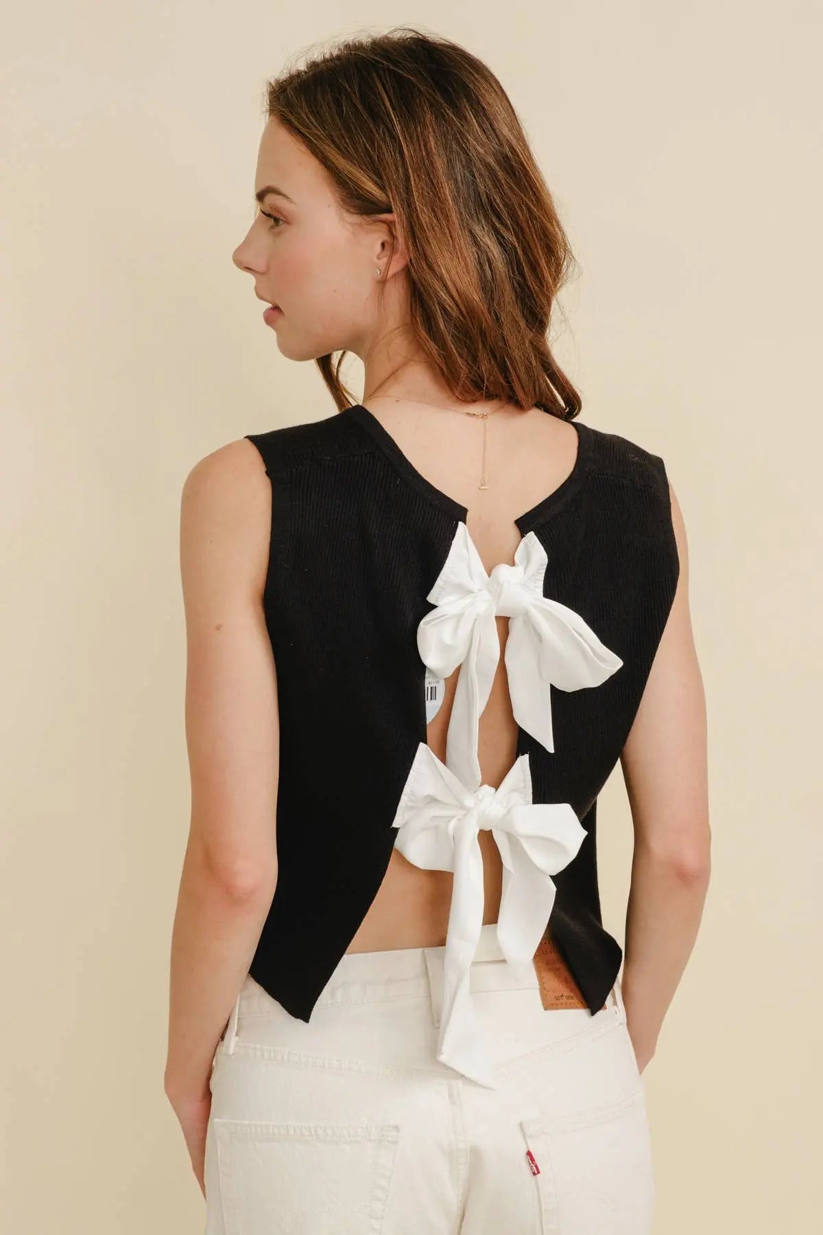 CSW17339 - BACK BOW TIE SLEEVELESS TOP Cloud Ten