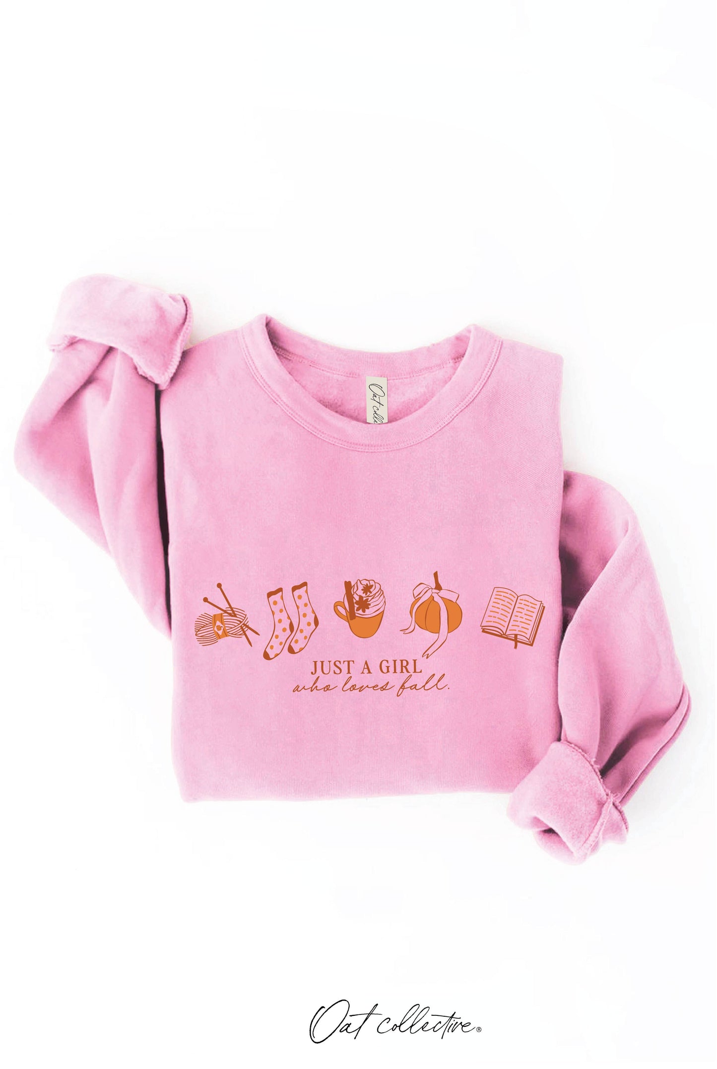 JUST A GIRL WHO LOVES FALL Graphic Sweatshirt OAT COLLECTIVE