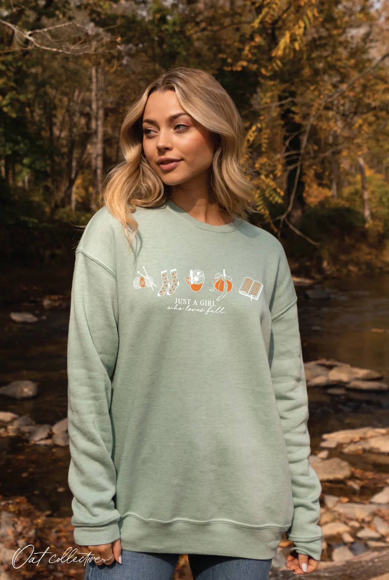JUST A GIRL WHO LOVES FALL Graphic Sweatshirt OAT COLLECTIVE