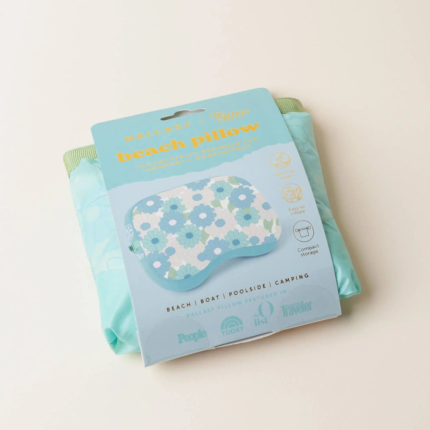 Ballast Beach Pillow - Daisy Craze Aqua The Darling Effect