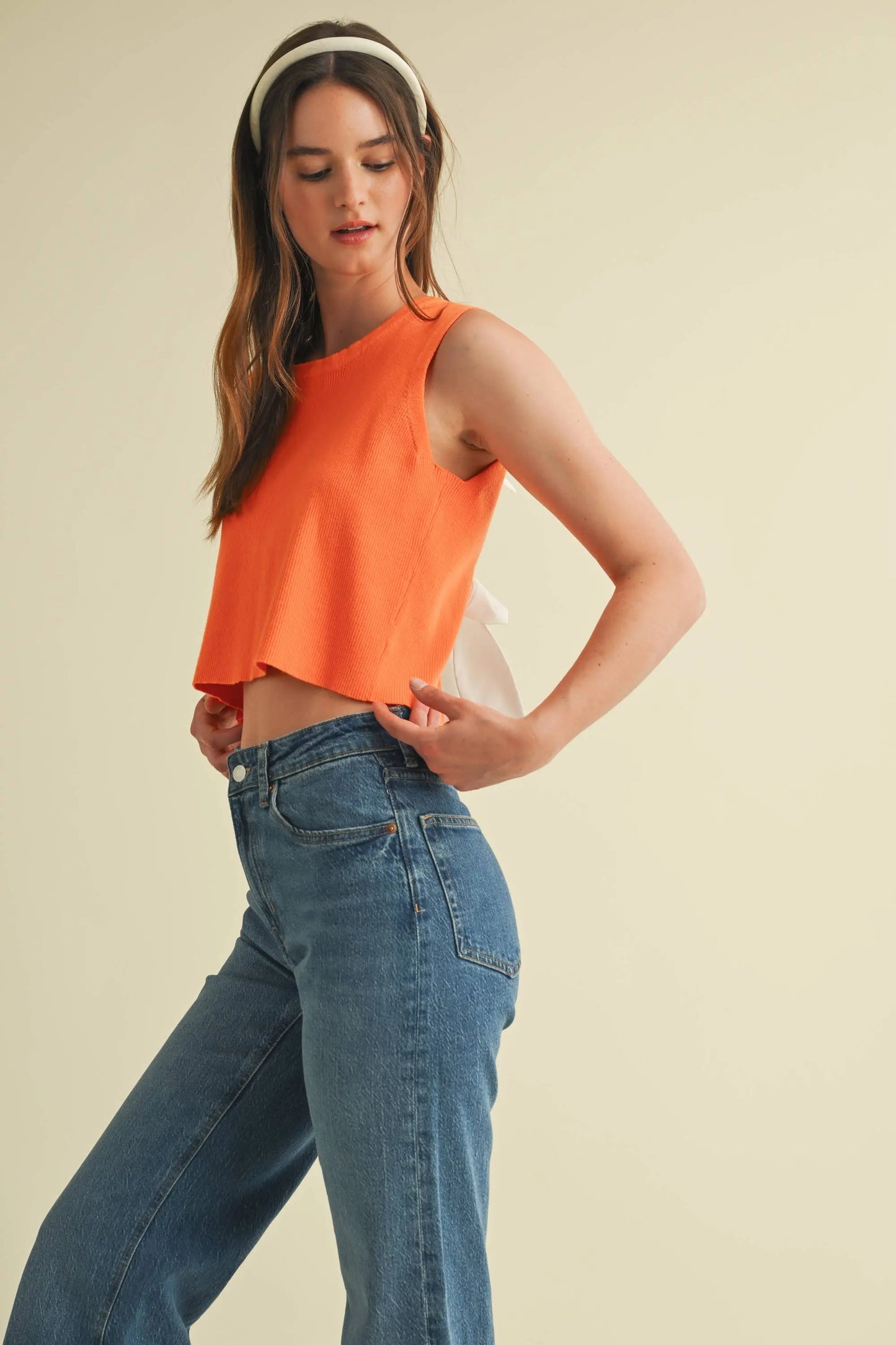 CSW17339 - BACK BOW TIE SLEEVELESS TOP Cloud Ten
