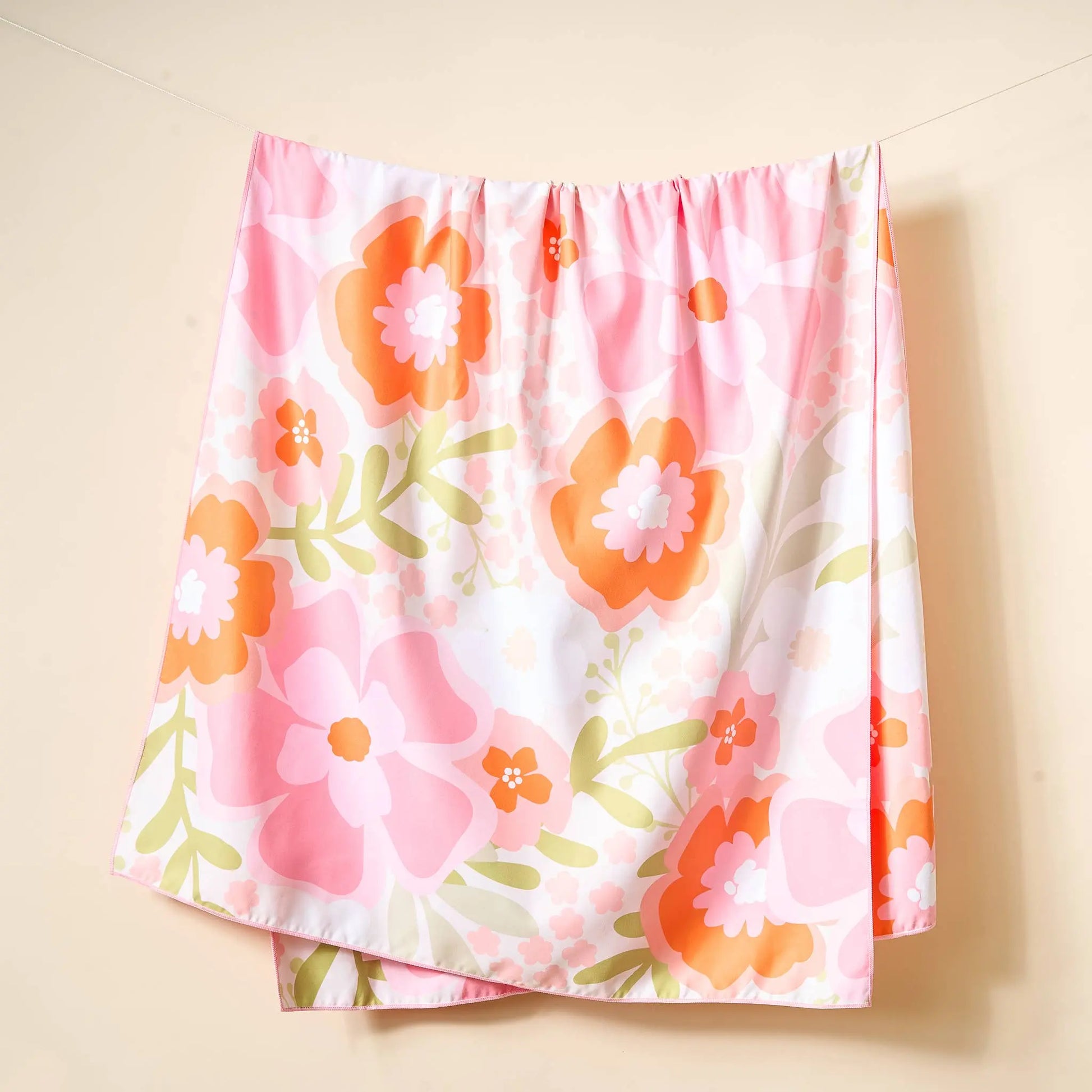 XL Quick-Dry Beach Towel - Beyond Blooms Pink Orange The Darling Effect