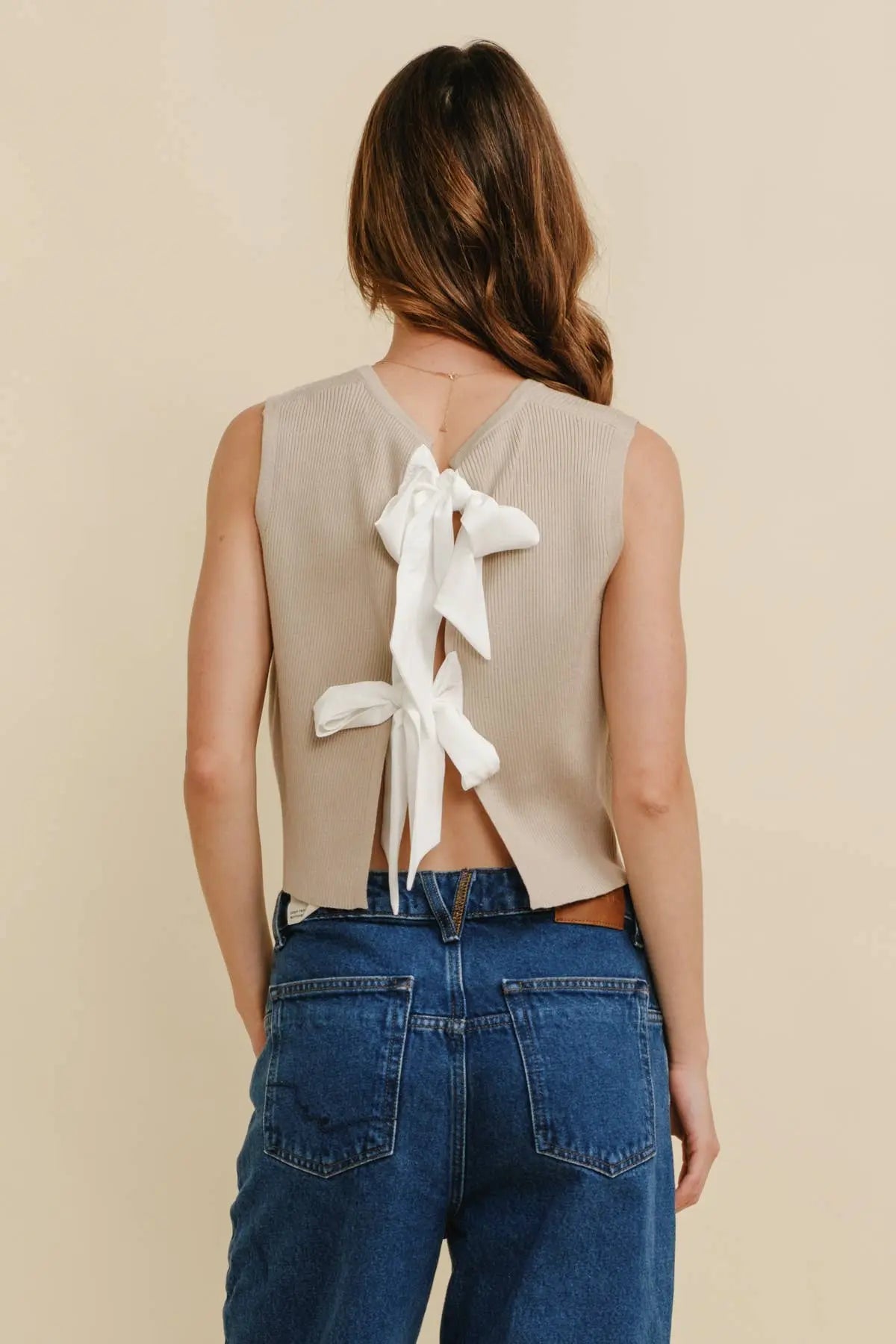 CSW17339 - BACK BOW TIE SLEEVELESS TOP Cloud Ten