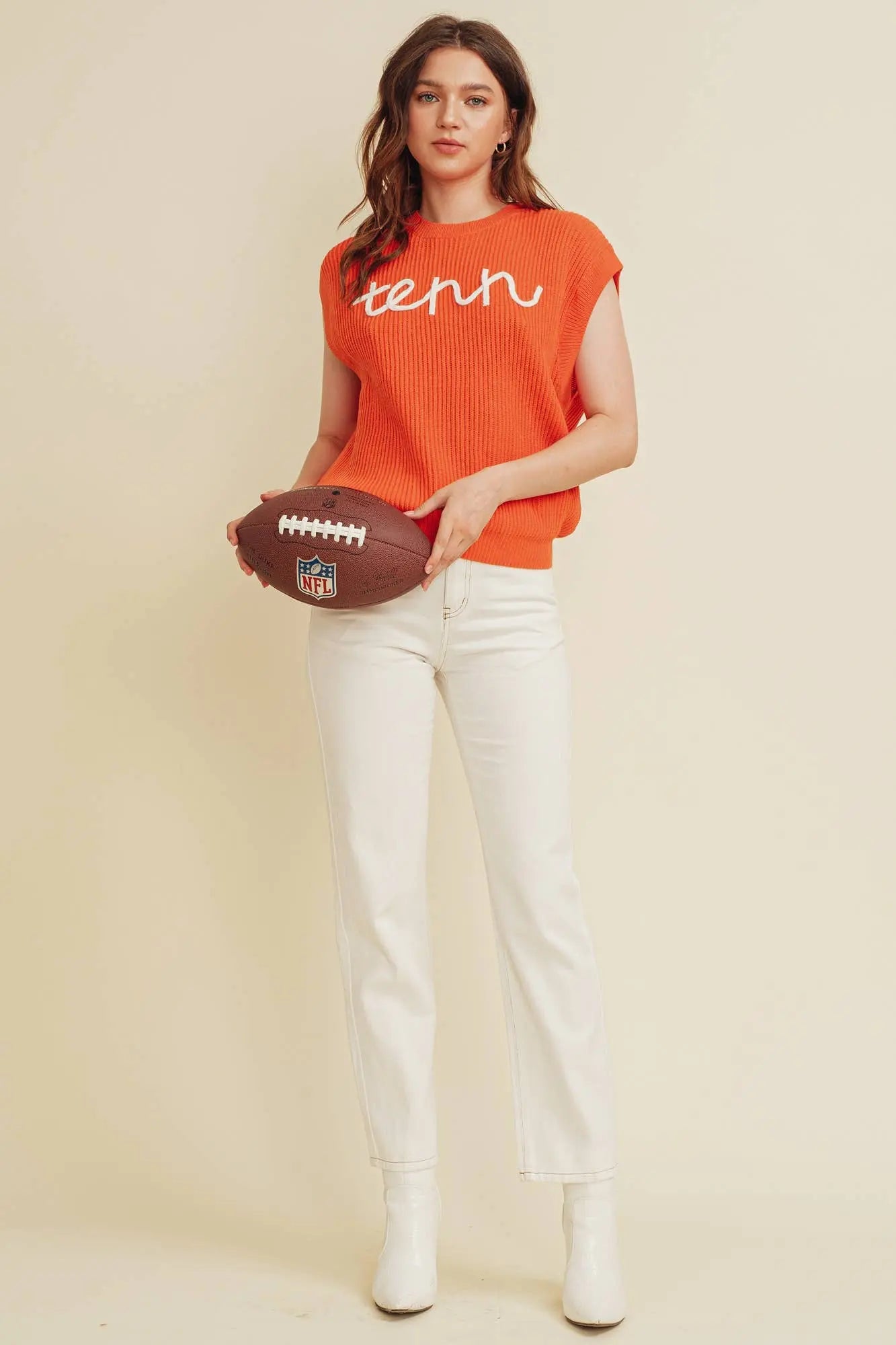 CSW10210Y - 'TENN" EMBROIDERED SLEEVELESS SWEATER TOP Cloud Ten