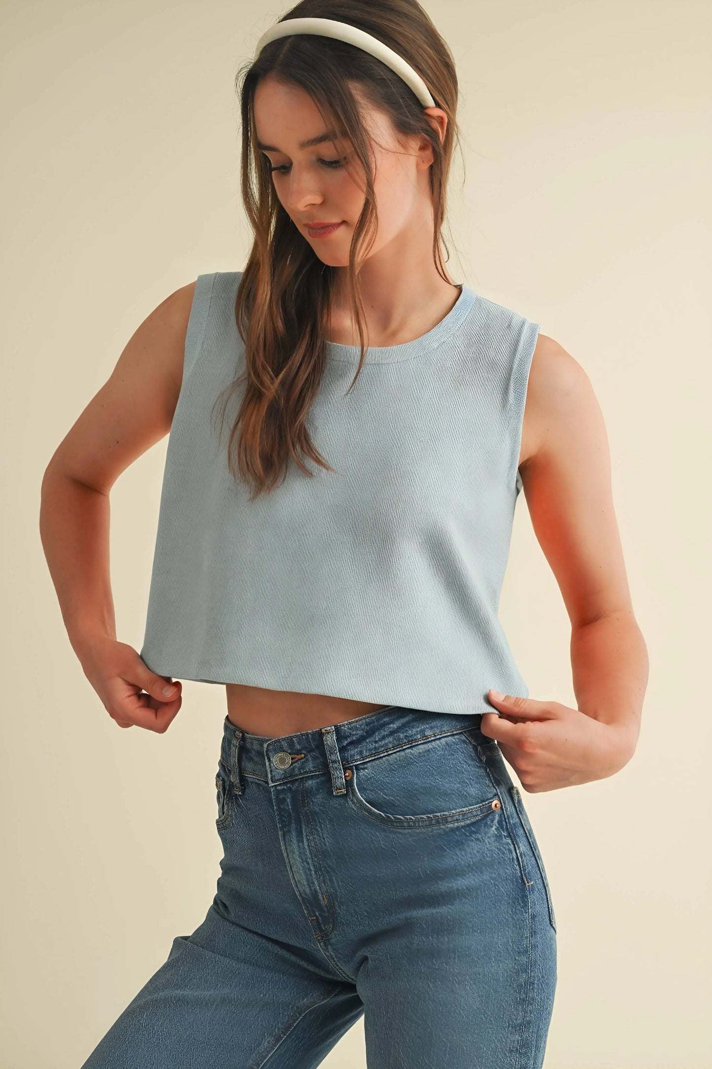 CSW17339 - BACK BOW TIE SLEEVELESS TOP Cloud Ten