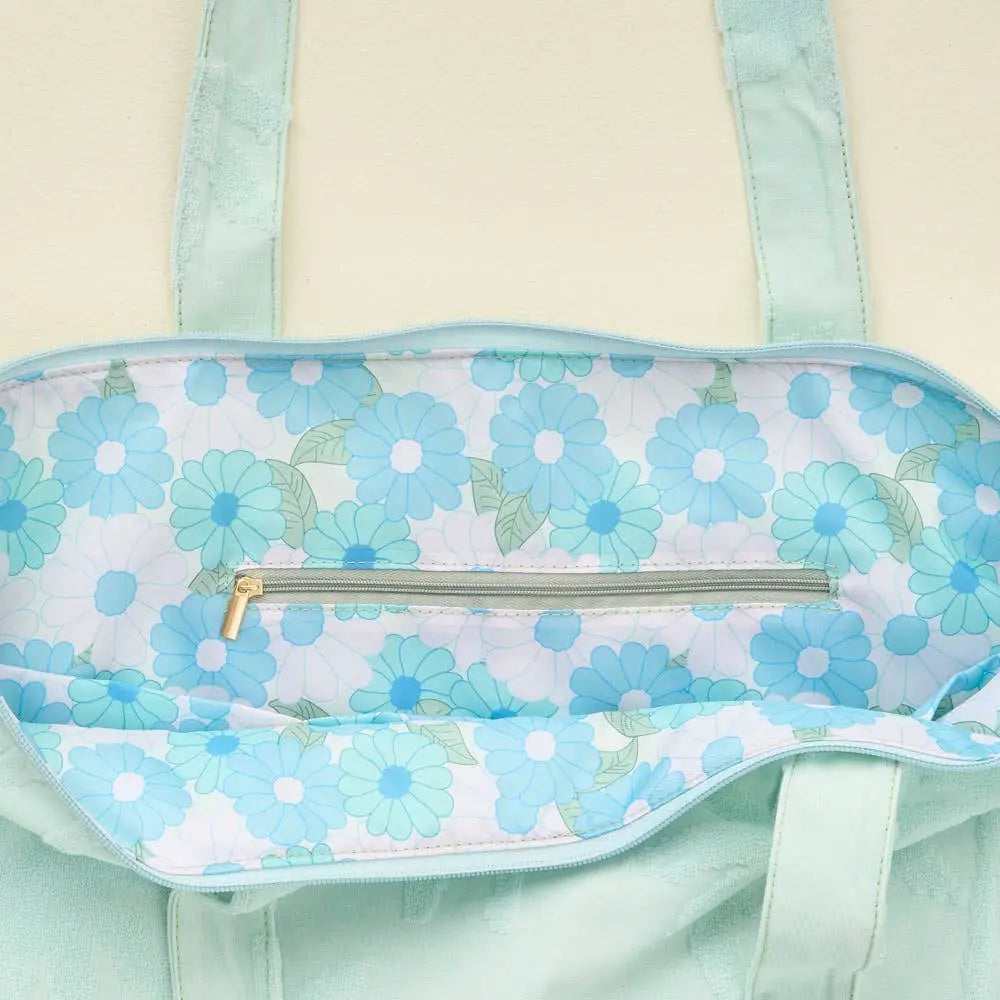 Terry Tote - Aqua Palm The Darling Effect