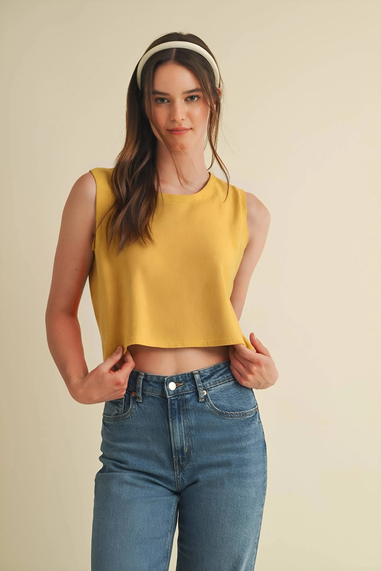 CSW17339 - BACK BOW TIE SLEEVELESS TOP Cloud Ten