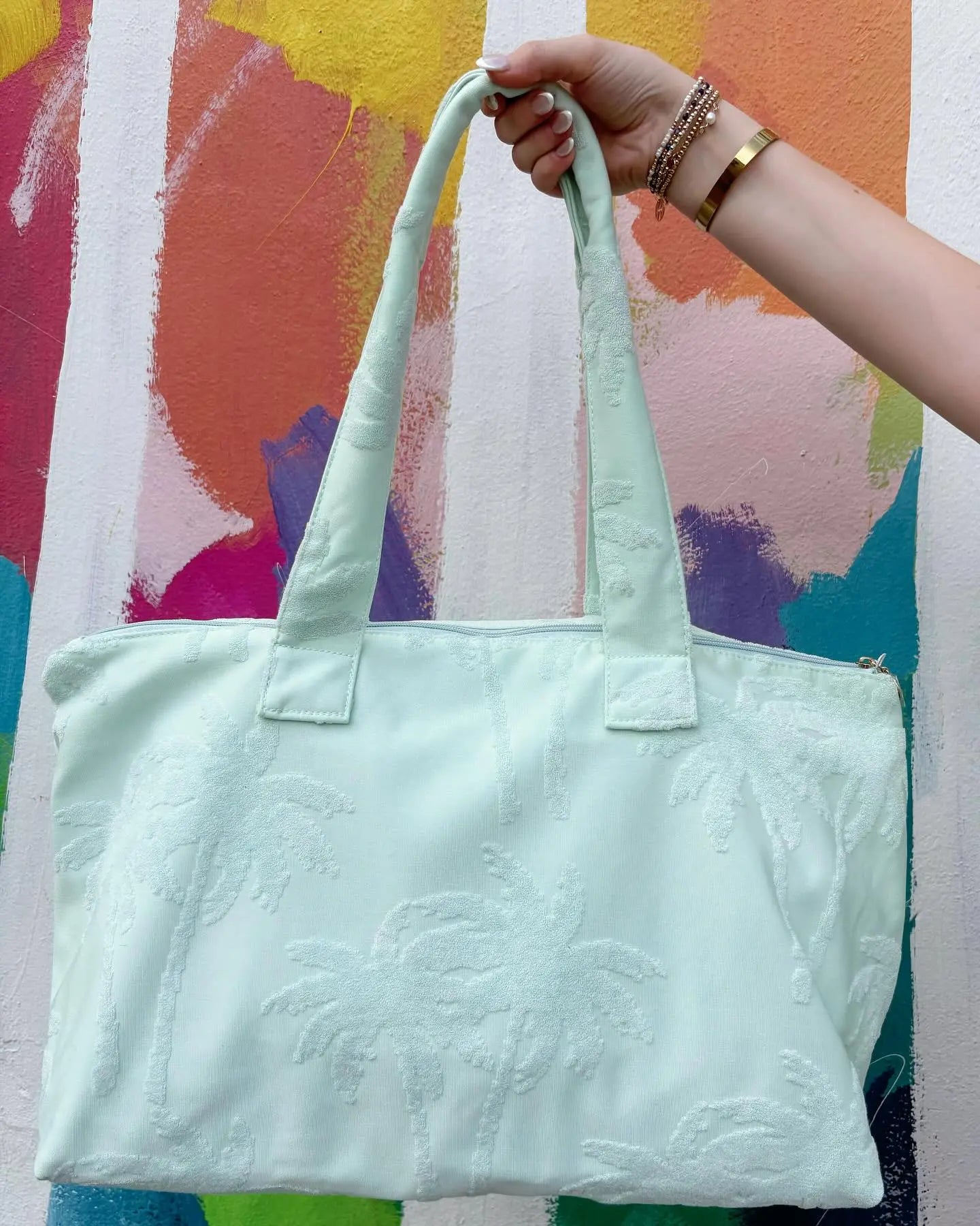 Terry Tote - Aqua Palm The Darling Effect