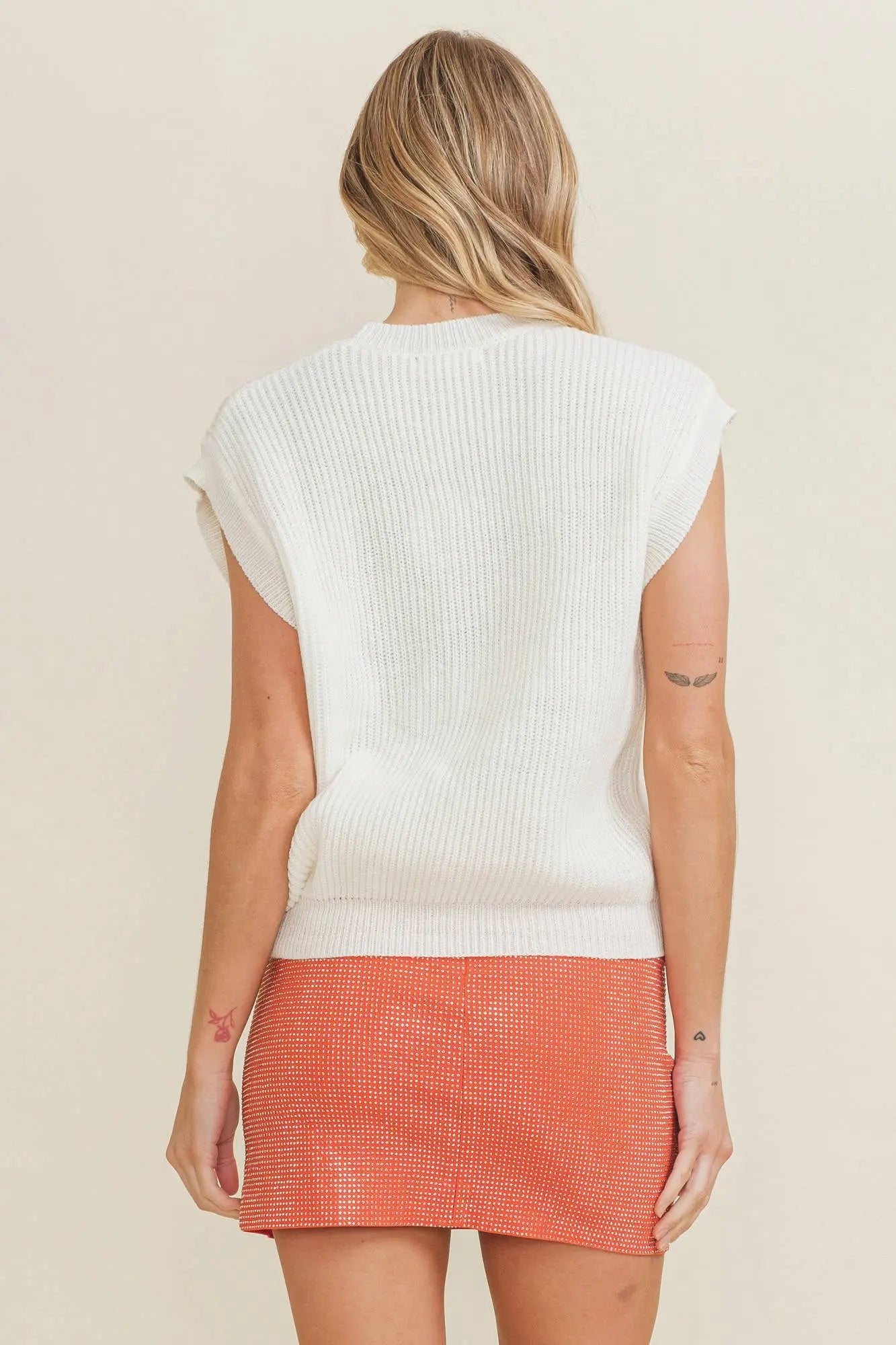CSW10210Y - 'TENN" EMBROIDERED SLEEVELESS SWEATER TOP Cloud Ten