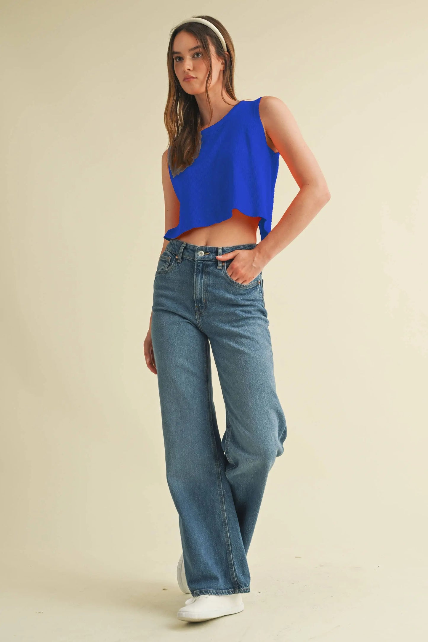 CSW17339 - BACK BOW TIE SLEEVELESS TOP Cloud Ten