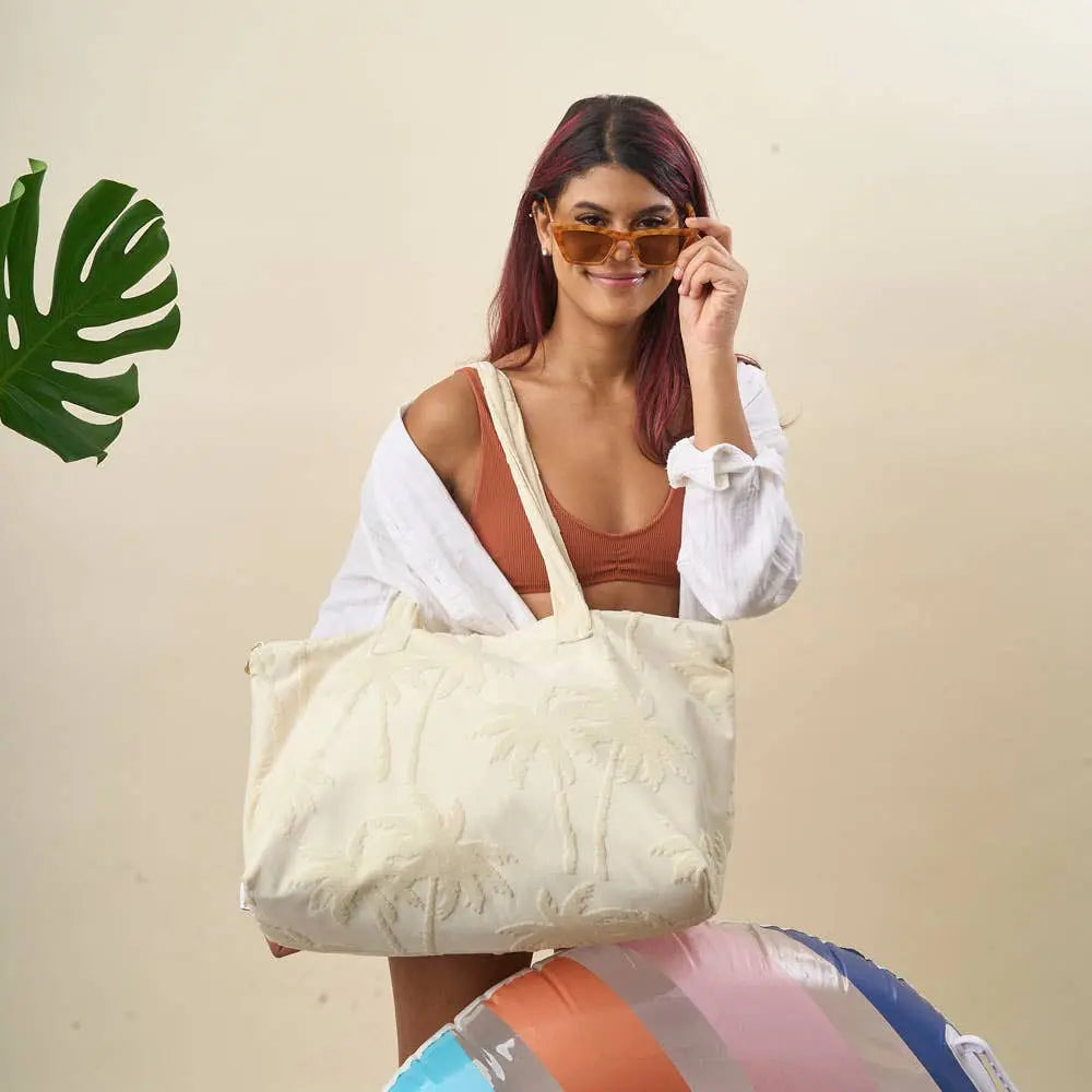 Terry Tote - Cream Palm The Darling Effect