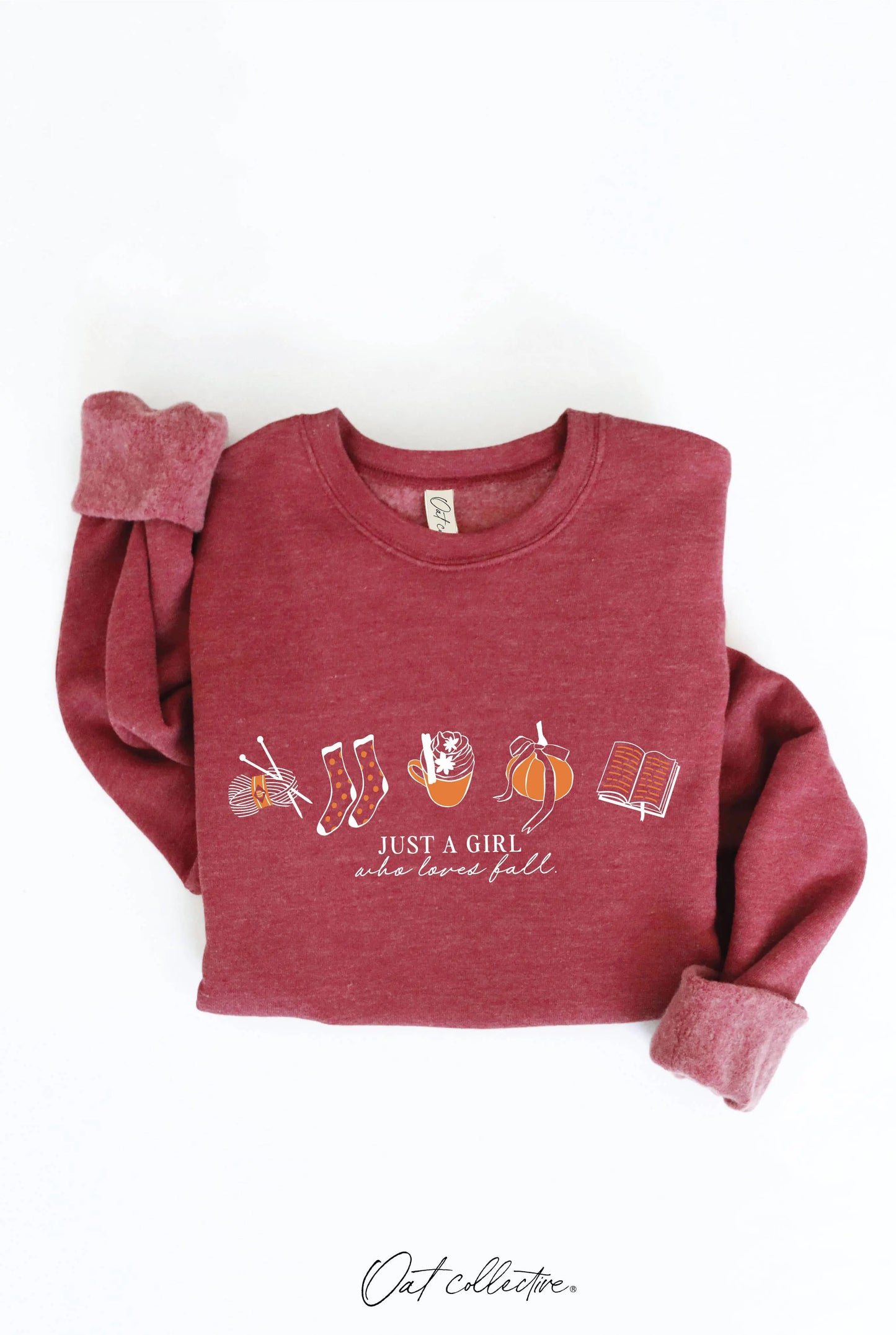 JUST A GIRL WHO LOVES FALL Graphic Sweatshirt OAT COLLECTIVE