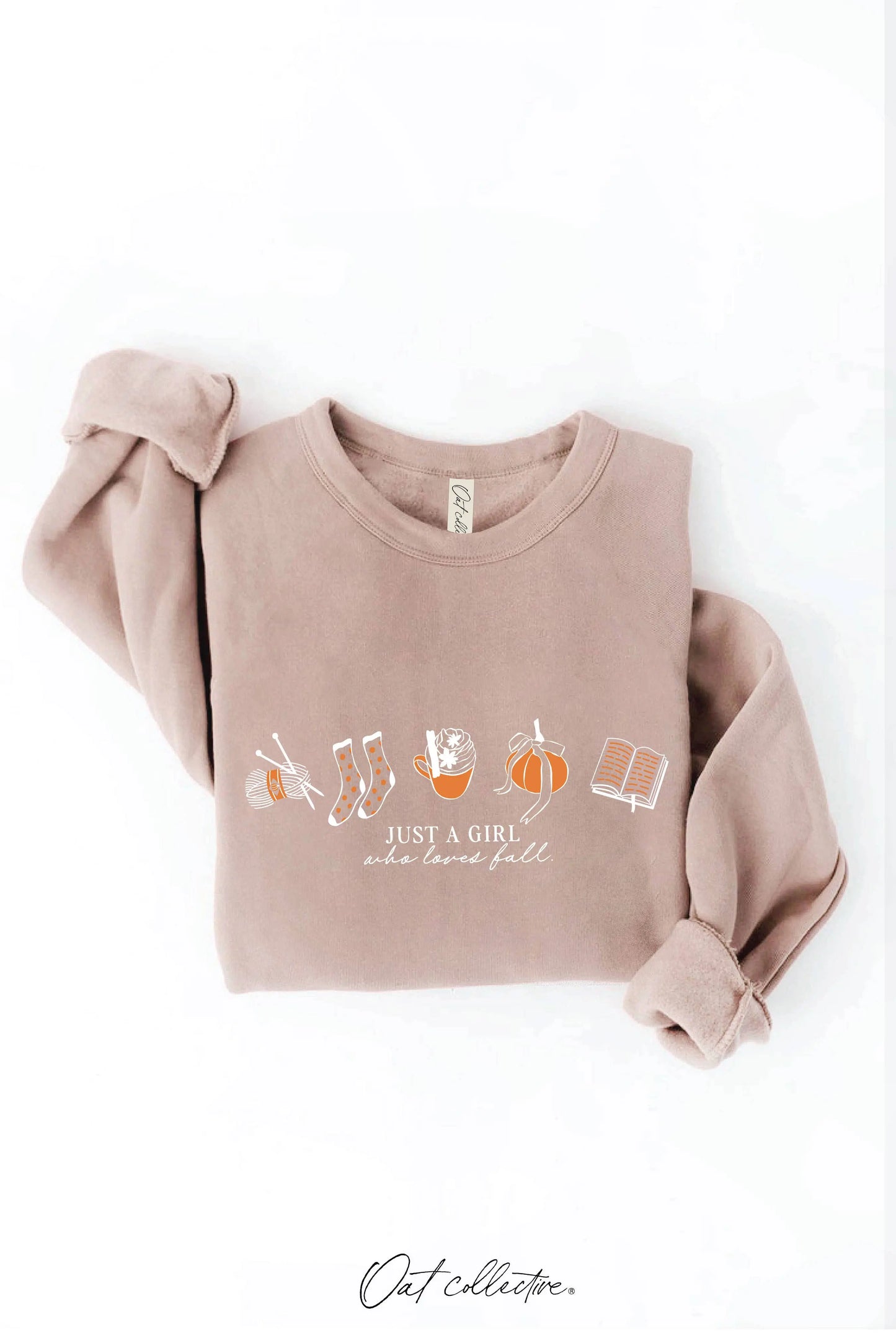 JUST A GIRL WHO LOVES FALL Graphic Sweatshirt OAT COLLECTIVE