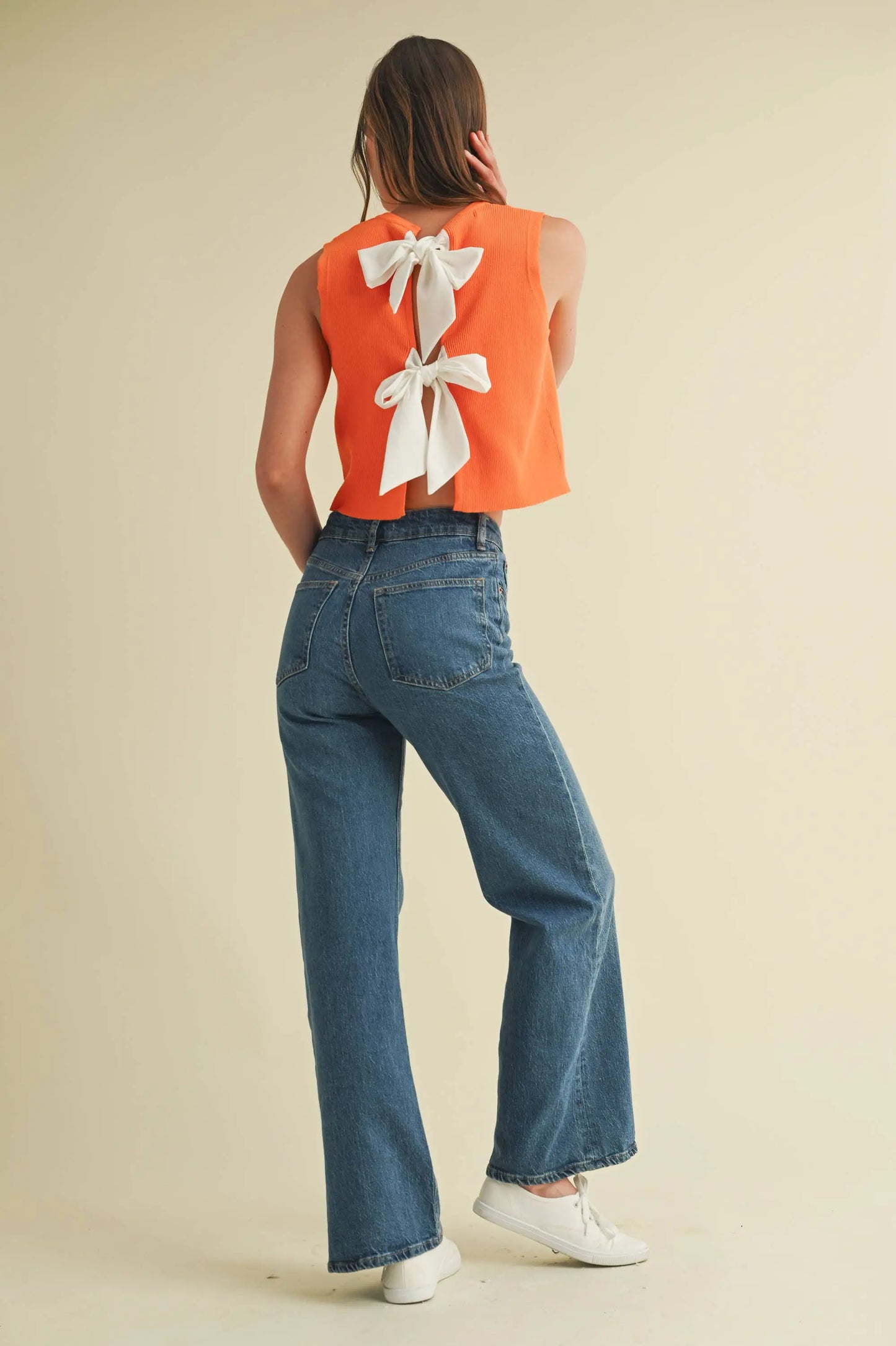 CSW17339 - BACK BOW TIE SLEEVELESS TOP Cloud Ten