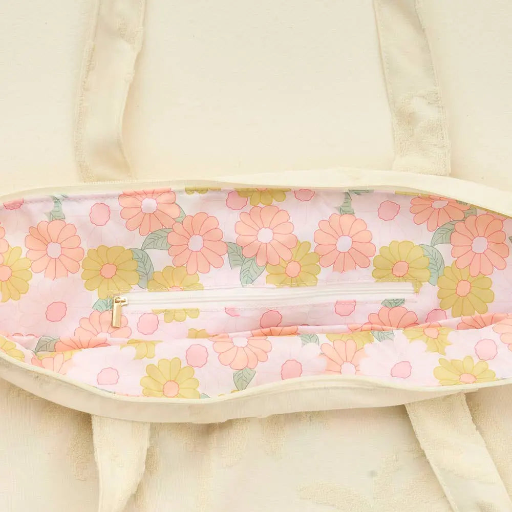 Terry Tote - Cream Palm The Darling Effect