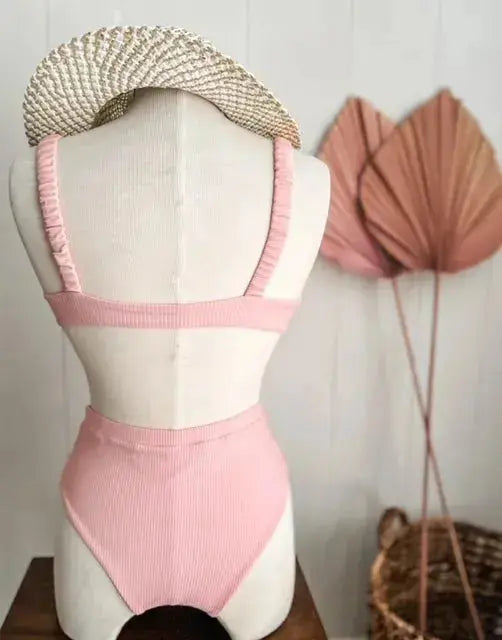 Pink Ribbed High Waist Bottoms The-Beachy-Traveler