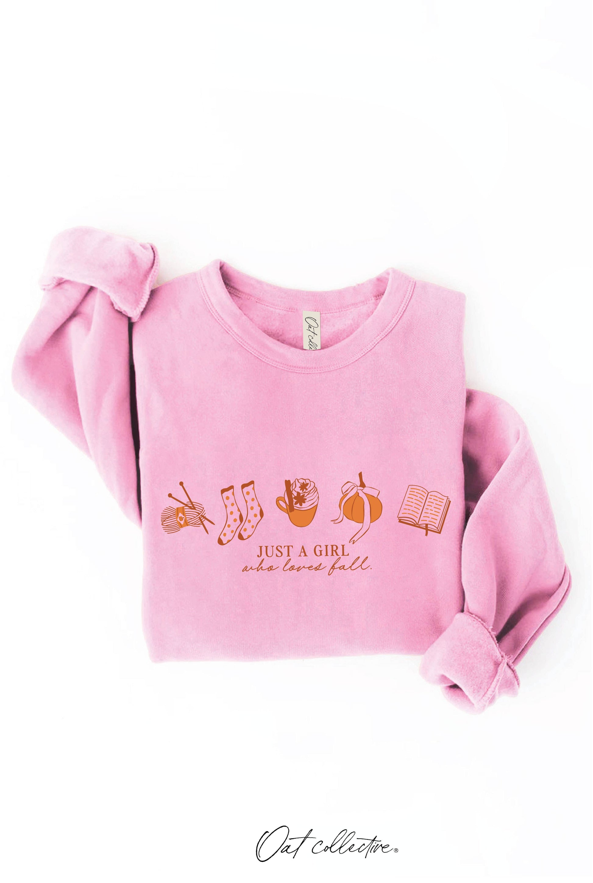 JUST A GIRL WHO LOVES FALL Graphic Sweatshirt OAT COLLECTIVE