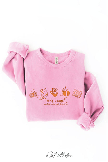 JUST A GIRL WHO LOVES FALL Graphic Sweatshirt OAT COLLECTIVE