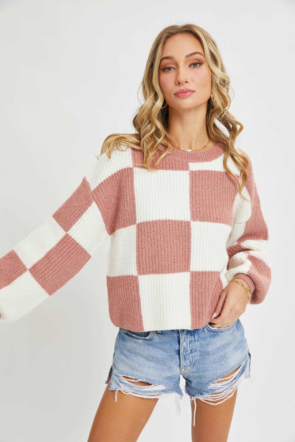 CHECKER RELAXED FIT COMFY SWEATER Sweet Lovely by Jen