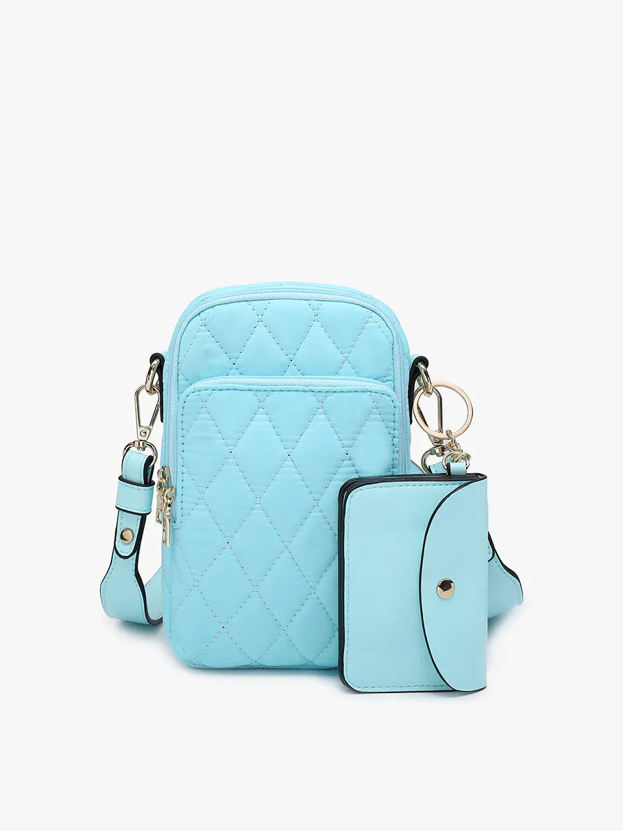 Nylon Quilted Crossbody w Pouch Glacial Blue