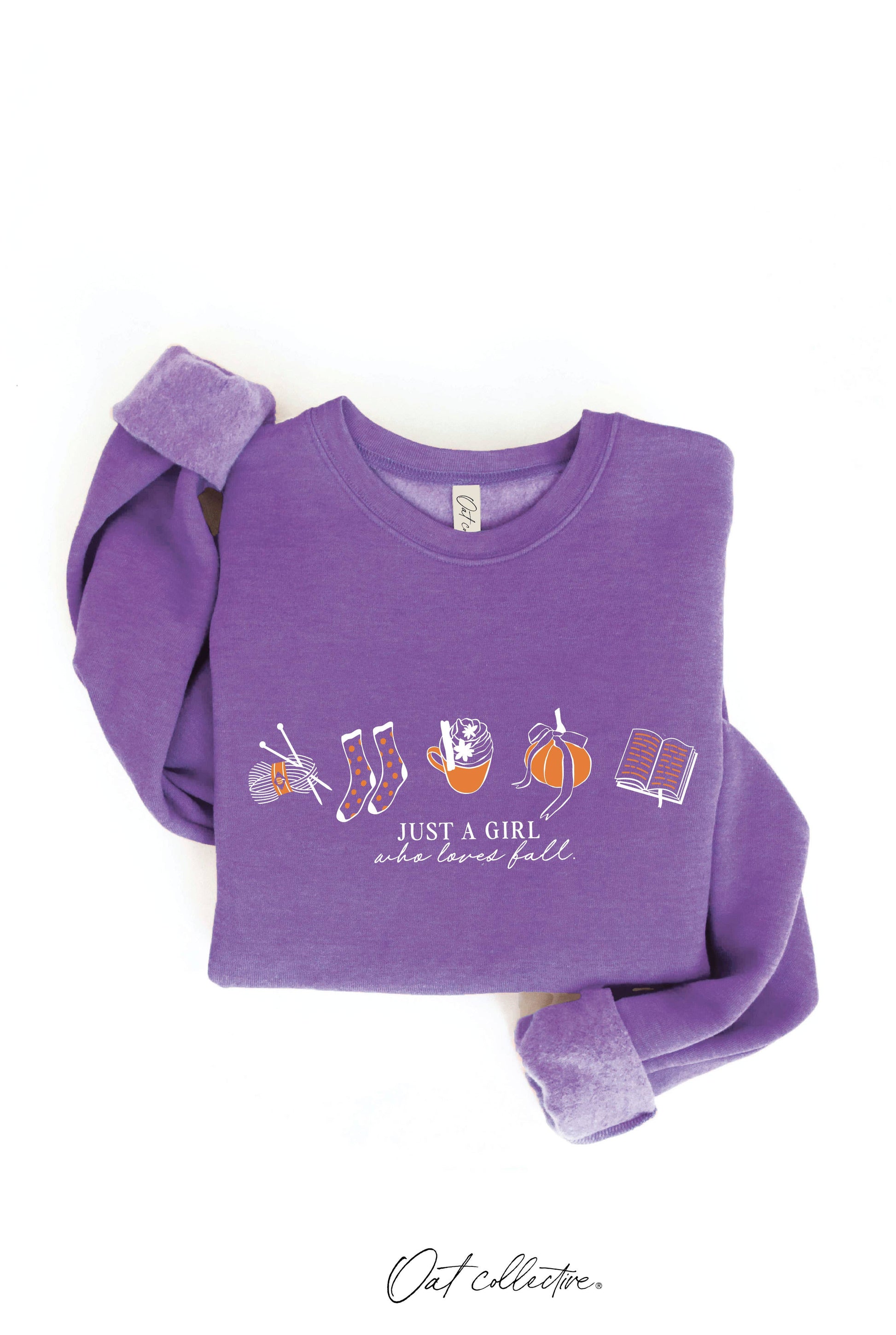 JUST A GIRL WHO LOVES FALL Graphic Sweatshirt OAT COLLECTIVE