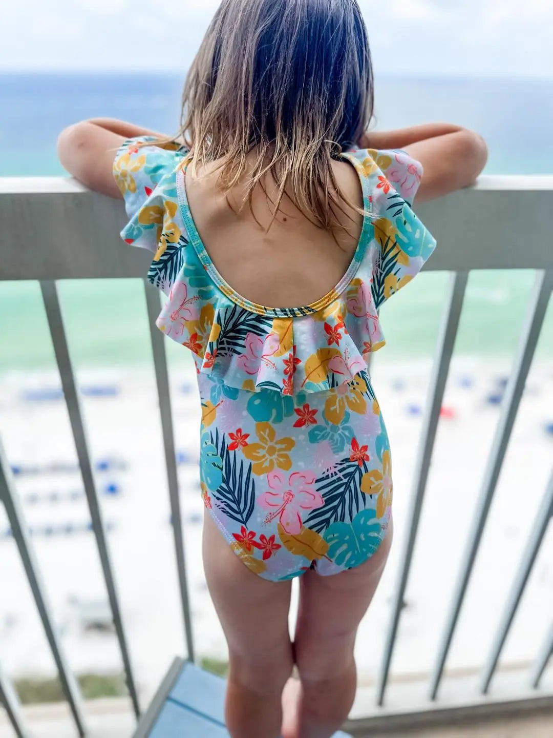Girls Tropical Ruffle One Piece The-Beachy-Traveler