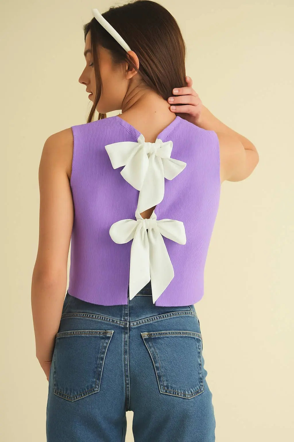CSW17339 - BACK BOW TIE SLEEVELESS TOP Cloud Ten