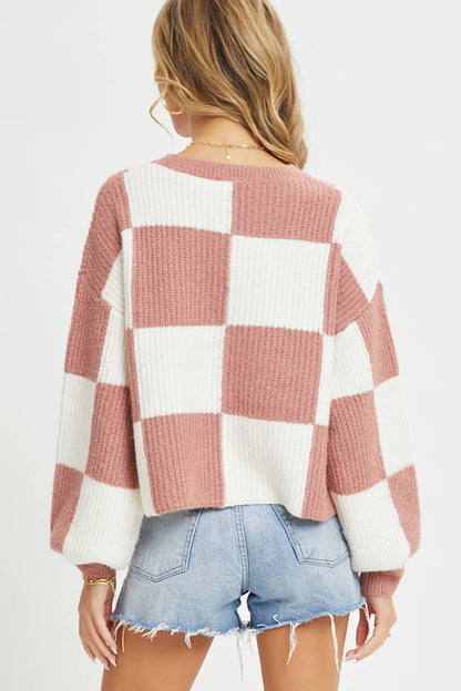 CHECKER RELAXED FIT COMFY SWEATER Sweet Lovely by Jen