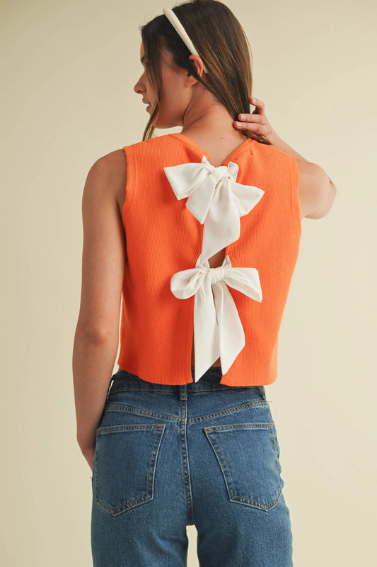 CSW17339 - BACK BOW TIE SLEEVELESS TOP Cloud Ten