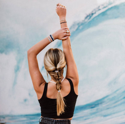 "Dream" Silver Hexagon Charm Blue Hair Tie Bracelets K'Lani hair tie bracelets