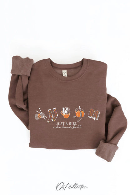 JUST A GIRL WHO LOVES FALL Graphic Sweatshirt OAT COLLECTIVE