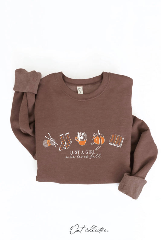 JUST A GIRL WHO LOVES FALL Graphic Sweatshirt OAT COLLECTIVE